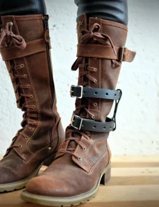 Unisex Real Leather Double Strap Boot Garter - Black - Steampunk - Burning Man - apocalypse - please read description for size by Vontoon steampunk buy now online
