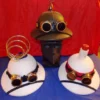 3 Three Steampunk military helmets / hats for one price, save 52 dollars, one of a kind,size adjustable, 2 white polymer and 1 green, by HARVEYHELMETS steampunk buy now online 3 Three Steampunk military helmets / hats for one price, save 52 dollars, one of a kind,size adjustable, 2 white polymer and 1 green, by HARVEYHELMETS steampunk buy now online