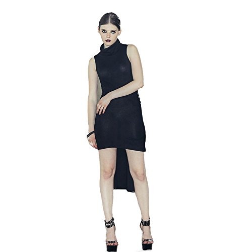 Devil Fashion Summer Women Ladies Sexy Sleeveless Asymmetrical Short Dress Black Color (L) steampunk buy now online