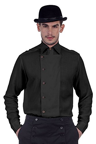 ThePirateDressing Steampunk Victorian Gothic Punk Vampire Linen Shirt Costume C1293 [Black] [Large] steampunk buy now online