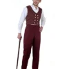 ThePirateDressing Steampunk Victorian Gothic Punk Vampire Gentlemen Classic Pants Costume C1329 [Maroon] [Medium] steampunk buy now online