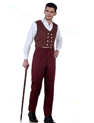 ThePirateDressing Steampunk Victorian Gothic Punk Vampire Gentlemen Classic Pants Costume C1329 [Maroon] [Medium] steampunk buy now online