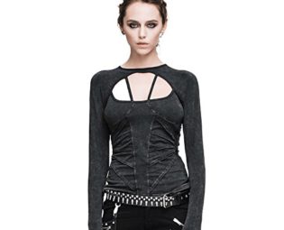 Devil Fashion Women Steam Punk Gothic Slim Hollow Long Sleeve Cotton T-Shirt for Spring and Autumn,M steampunk buy now online