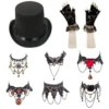 Ladies Steampunk Halloween Fancy Dress Set (Top Hat, Lace Gloves, Necklace) steampunk buy now online Ladies Steampunk Halloween Fancy Dress Set (Top Hat, Lace Gloves, Necklace) steampunk buy now online
