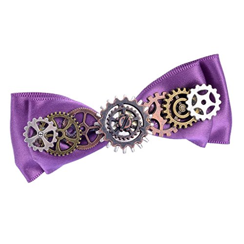 Sharplace Vintage Stemapunk Hairclip Bowknot Barrette Gear Violet Ribbon Bow Hairpin steampunk buy now online
