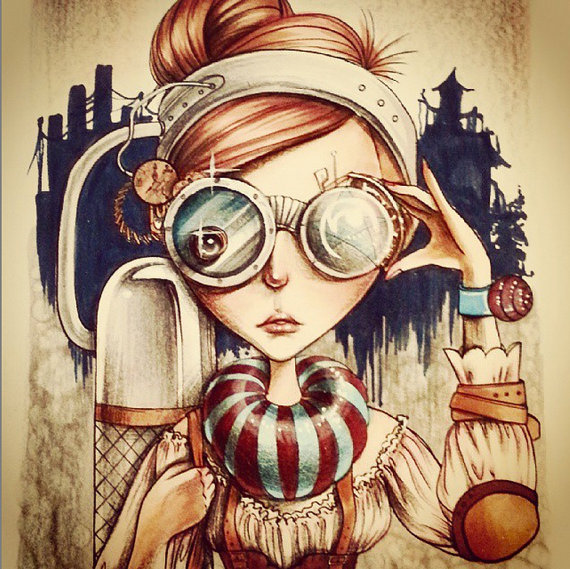 Digital Stamp- Lucy Loo &#039;Magnified star&#039;- 300dpi JPEG/ PNG +no-lineFile-MAC0086 by theeastwind steampunk buy now online