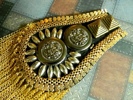 Fancy Archaic Military Style Steampunk Costume Shoulder Epaulettes. Gold, Silver, Gunmetal, & Bronze Tones. Steampunk Costume Set of Two. by CuriosityShopper steampunk buy now online