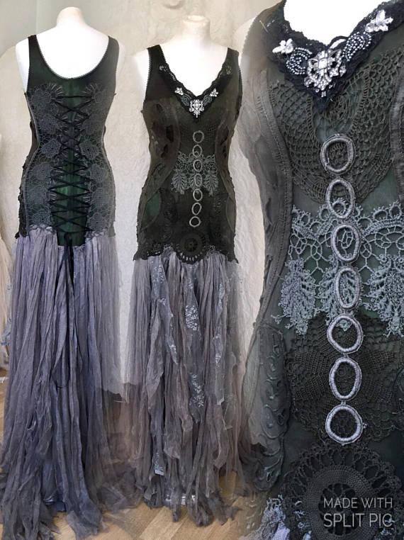 Gothic wedding dress black,witches wedding dress,Rock n Roll wedding dress,bridal dress,gypsy wedding dress, Rawrags,bridal gown steampunk by RAWRAGSbyPK steampunk buy now online