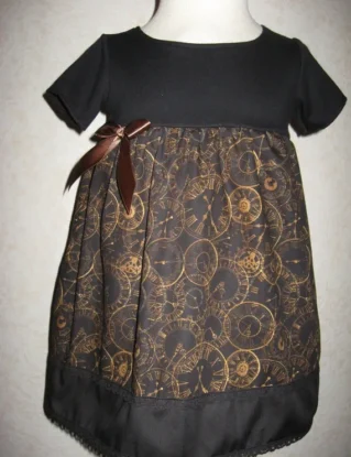 Sequoia-NEW Goth Baby Girls Black,brown,Antique clocks Cogs Gears Dress Headband set,Rock,SteamPunk,Gift by sequoiaclothing steampunk buy now online