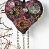 Steampunk anniversary gift, Steampunk Valentine heart hanging, Wedding gift for the couple, Embroidered heart ornament with a secret pocket by LaurusArt steampunk buy now online