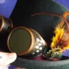 steampunk hat - new VINTAGE Wool feathered Top Hat with goggles - steampunk top hat - steampunk top hat with goggles by SteamRetro steampunk buy now online