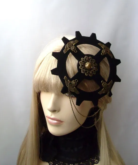 Steampunk Headdress Victorian Watch Fascinator Time Traveller Dieselpunk Headpiece by KopfTraeume steampunk buy now online