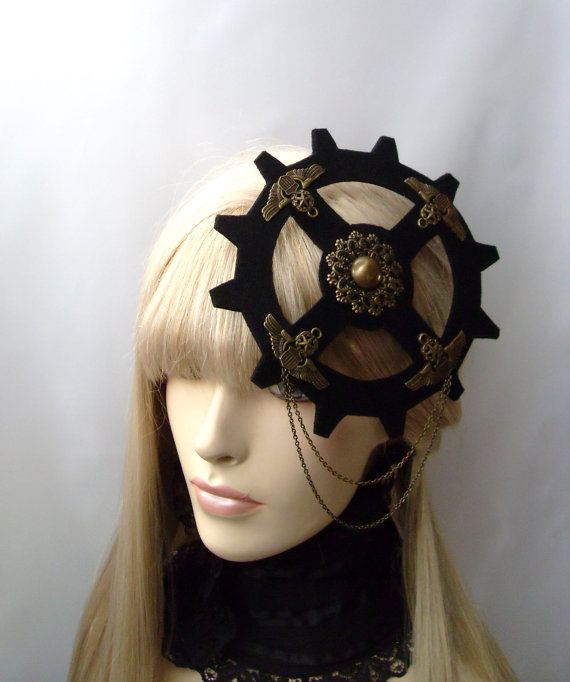 Steampunk Headdress Victorian Watch Fascinator Time Traveller Dieselpunk Headpiece by KopfTraeume steampunk buy now online