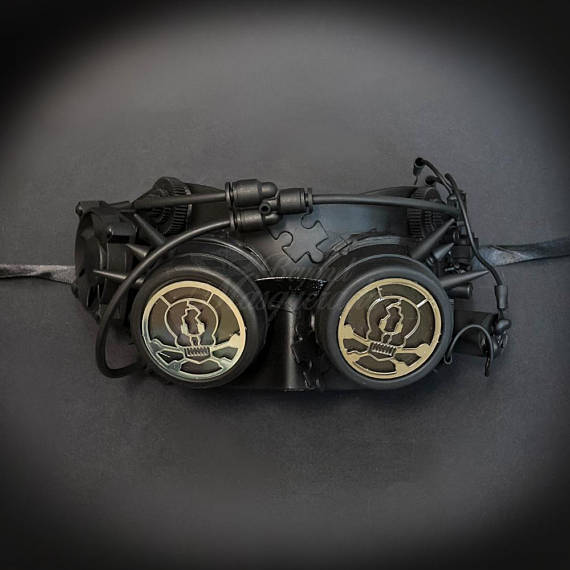 Steampunk Masquerade Mask, Goggle Masquerade Mask for Men, Steampunk Accessories Black by 4everstore steampunk buy now online