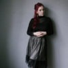 Striped Victorian Lace Skirt / Nude Black Steampunk skirt / Stripes skirt with lace / Lolita Lace skirt/ Gothic Tulle midi skirt by APetersoneClothing steampunk buy now online