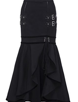 Kimring Women's Steampunk Vintage Gothic Victorian Split Pencil Mermaid Gypsy Hippie Party Skirt Black XX-Large steampunk buy now online