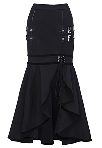 Kimring Women's Steampunk Vintage Gothic Victorian Split Pencil Mermaid Gypsy Hippie Party Skirt Black XX-Large steampunk buy now online