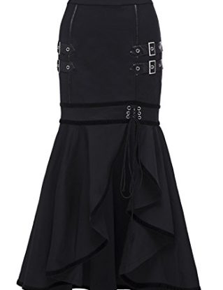 Kimring Women's Steampunk Vintage Gothic Victorian Split Pencil Mermaid Gypsy Hippie Party Skirt Black Small steampunk buy now online