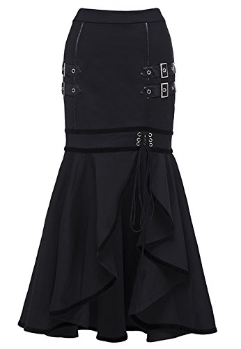 Kimring Women's Steampunk Vintage Gothic Victorian Split Pencil Mermaid Gypsy Hippie Party Skirt Black Small steampunk buy now online