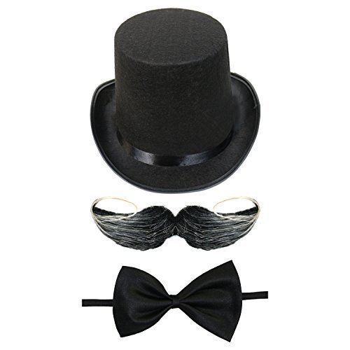 Unisex Steampunk Fancy Dress Costume Set (Top Hat, Bow Tie, Moustache) steampunk buy now online