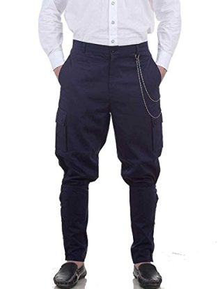 ThePirateDressing Steampunk Victorian Gothic Punk Vampire Canvas Airship Pants Costume C1347 [Blue] [Small] steampunk buy now online