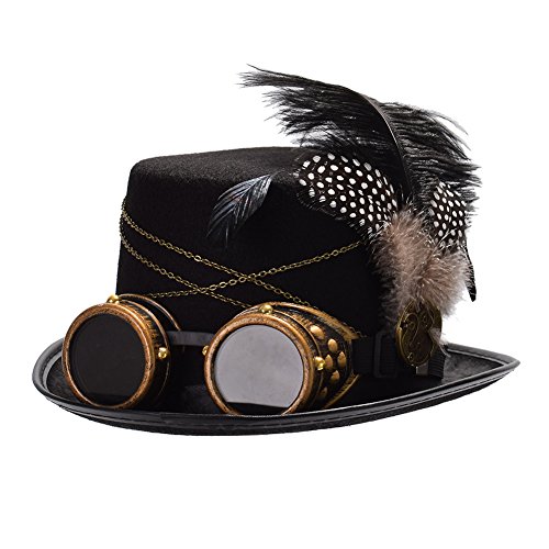 GRACEART Men's Gothic Steampunk Top Hat with Goggles steampunk buy now online