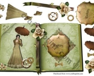 steampunk birthday book card front by Dawn Shoots steampunk buy now online