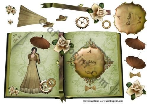 steampunk birthday book card front by Dawn Shoots steampunk buy now online