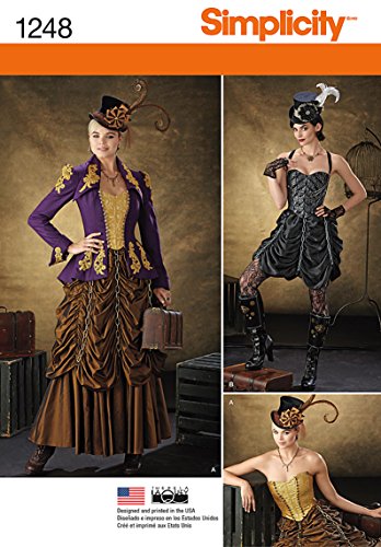 Simplicity 1248 Size HH Misses Steampunk Costumes Sewing Pattern, Multi-Colour steampunk buy now online