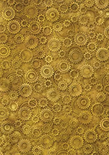 4 Sheets A4 Craft Creations Printed Decorative Creative Card - Steampunk Cogs And Gears Gold (Not Metallic) - Matt 240gsm 300mic Card Stock - Printed Front With Plain White Back steampunk buy now online