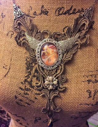 Beige Antique Lace Choker Necklace Steampunk Victorian Art Nouveau by TinkersDaughter2015 steampunk buy now online