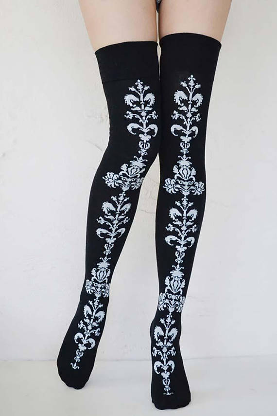 BLACK Thigh High Over the Knee Stockings socks by MajesticVelvets steampunk buy now online