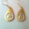 Brass and Silver Teardrop Gear Earrings by DreaminSteam steampunk buy now online
