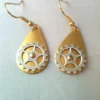 Brass and Silver Teardrop Gear Earrings by DreaminSteam steampunk buy now online