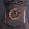 Brown corset, clockwork cameo steel boned corset, Steampunk corset with real leather details and lacing, brown corset, lace up corset MASQ by MASQfashion steampunk buy now online