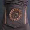 Brown corset, clockwork cameo steel boned corset, Steampunk corset with real leather details and lacing, brown corset, lace up corset MASQ by MASQfashion steampunk buy now online