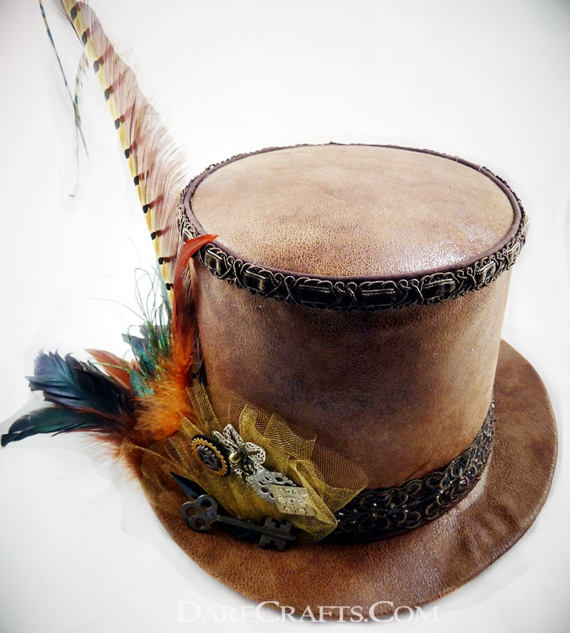 Brown Top Hat, Top Hat, Steampunk Top Hat, Festival Hat, Costume Hats, Cosplay Hat, Burning Man Hat, Victorian Wedding, Steampunk Wedding by DareCrafts steampunk buy now online