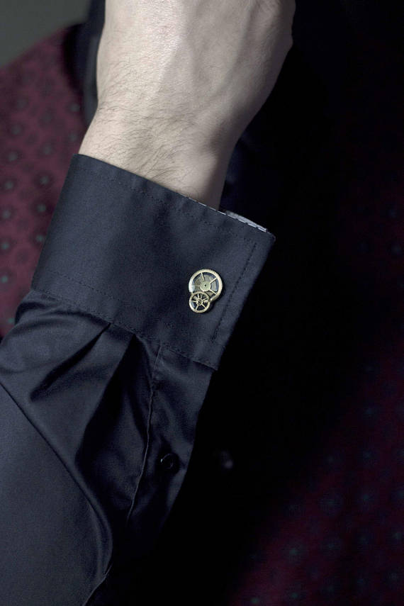 Cuff links with old clock gear by VictorianRehab steampunk buy now online