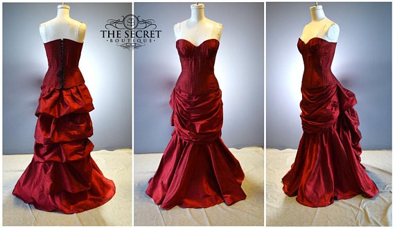 gothic wedding gown-gothic dress-valentine's day wedding-red wedding dress-masquerade-bustle gown-couture-the secret boutique-alternative by thesecretboutique steampunk buy now online