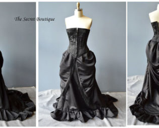 Gothic wedding gown, Victorian bustle skirt and corset made to your measurements and color choice by thesecretboutique steampunk buy now online