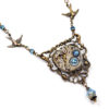 MARCH Steampunk Necklace AQUAMARINE Steampunk Jewelry BIRDS Vintage Style Aqua Blue Antique Brass Steam Punk Jewelry by VictorianCuriosities by VictorianCuriosities steampunk buy now online