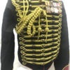 Men's Military Army Gold Braiding Hussar Officers black Jacket with red Contrast in chest size 46" and steampunk medals & Aiguillette by SteamEraProduction steampunk buy now online