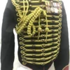 Men's Military Army Gold Braiding Hussar Officers black Jacket with red Contrast in chest size 46" and steampunk medals & Aiguillette by SteamEraProduction steampunk buy now online