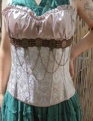 Ophelia - corset, Corsage, Fabric, Steampunk, Victorian, Costume, wedding, lace, gothic, larp, brokat, bohemian, unique handmade, satin by Lieblingshexe steampunk buy now online