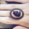 Pink and black Unicorn cameo ring by JulietsMade steampunk buy now online