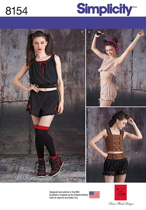 Simplicity 8154, Misses Camisole Tops, Shorts and Bloomers Sewing Pattern, Steampunk Pattern, New Uncut size 12-20 by ucanmakethis steampunk buy now online