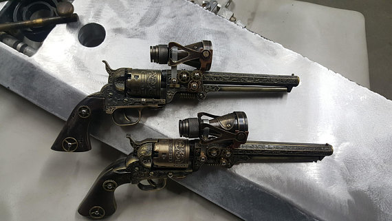 Steampunk 1851 Colt Navy Revolver W/Scope by STEAMFORGEDSTUDIOS steampunk buy now online
