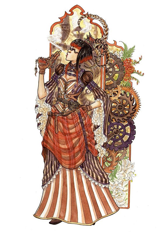 Steampunk Gunslinger [A4 size] by JennieGyllbladArt steampunk buy now online