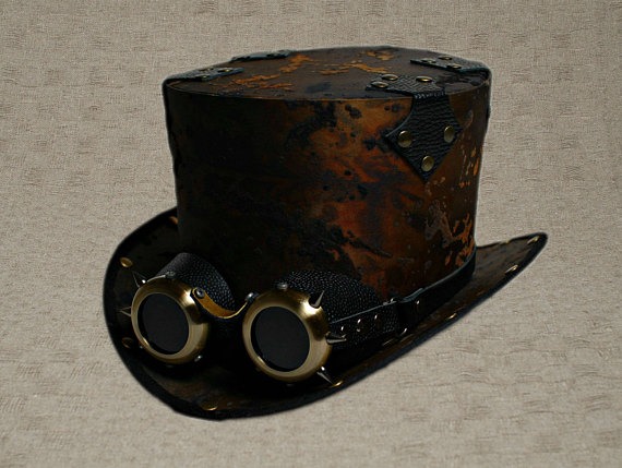 Steampunk Top Hat with Goggles Victorian Top Hat with Goggles Wedding Hat Mens Hats Womens Hats Tophat Steam Punk Top Hat Personalized Hat by SteampunkHatMaker steampunk buy now online