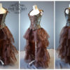 Steampunk wedding dress, blue and copper corset dress with copper brown high low skirt is perfect for an alternative bride by thesecretboutique steampunk buy now online